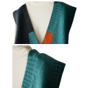 Gilet en tricot pour femmes avec boutons taille universelle coton polyester acétate bloc de couleur sans manches pour le superposition 6