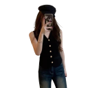 Gilet femme uni avec décolleté en V et poches Gilet élégant et universel avec fermeture à boutons en polyester disponible en plusieurs couleurs 4