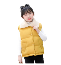 Gilet in cotone invernale per bambini con colletto Gilet monocolore senza maniche per ragazzi e ragazze Con tasche e fodera in peluche Chiusura con bottoni a pressione 10