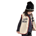 Gilet in denim per bambini Primavera e autunno Gilet in cotone per ragazzi e ragazze Con scritta Cloud Nine Best Player Gilet colorato con bottoni in poliestere 11