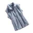 Gilet in fleece da donna con colletto e zip senza maniche in poliestere cotone rosso materiale caldo per l'uso quotidiano 5
