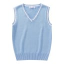 Gilet in maglia con scollo a V e striscia decorativa sui bordi dello scollo e delle braccia con ampia fascia a coste unisex 7