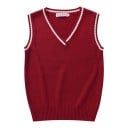 Gilet in maglia con scollo a V e striscia decorativa sui bordi dello scollo e delle braccia con ampia fascia a coste unisex 8