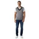 Gilet in maglia con scollo a V e striscia decorativa sui bordi dello scollo e delle braccia con ampia fascia a coste unisex 1
