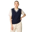 Gilet in maglia con scollo a V e striscia decorativa sui bordi dello scollo e delle braccia con ampia fascia a coste unisex 2