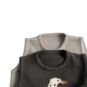 Gilet in maglia per bambini Maglione di cotone senza maniche Grigio scuro con anatra disegnata Gilet carino per la primavera e l'autunno 3