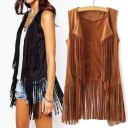 Gilet in pelle da donna con frange P1771 2