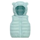Gilet in piuma per bambini con cappuccio e orecchie Giacca calda in cotone per autunno e inverno per neonati e ragazze Gilet monocolore con zip in poliestere e cotone 16