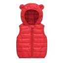 Gilet in piuma per bambini con cappuccio e orecchie Giacca calda in cotone per autunno e inverno per neonati e ragazze Gilet monocolore con zip in poliestere e cotone 1