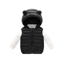 Gilet in piuma per bambini con cappuccio e orecchie Giacca calda in cotone per autunno e inverno per neonati e ragazze Gilet monocolore con zip in poliestere e cotone 9
