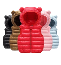 Gilet in piuma per bambini con cappuccio e orecchie Gilet in cotone caldo invernale con zip Abbigliamento esterno monocolore per ragazzi e ragazze Stile autunnale e invernale 7