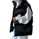 Gilet invernale da donna con colletto alto e chiusura con zip Gilet monocolore caldo in cotone e poliestere Gilet elegante per le fredde giornate invernali 11