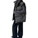 Gilet invernale da donna con colletto alto e chiusura con zip Gilet monocolore caldo in cotone e poliestere Gilet elegante per le fredde giornate invernali 16