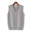 Gilet lavorato a maglia senza maniche con scollatura a V gilet da indossare sopra la testa con bordi a coste e ampia vita a coste unisex 10