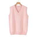Gilet lavorato a maglia senza maniche con scollatura a V gilet da indossare sopra la testa con bordi a coste e ampia vita a coste unisex 7
