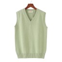 Gilet lavorato a maglia senza maniche con scollatura a V gilet da indossare sopra la testa con bordi a coste e ampia vita a coste unisex 9