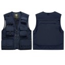 Gilet pour homme avec plusieurs poches zippées et fermeture éclair en polyester pour la pêche, la randonnée, la photographie et les activités de plein air 5