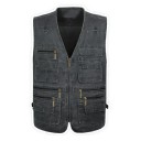 Gilet pour homme avec poches zippées et fermeture éclair en coton polyester pour le travail, la pêche, la randonnée et le port quotidien 3