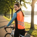 Gilet riflettente per moto Unisex Senza maniche Zip e tasca sul petto Poliestere Gilet con strisce riflettenti per giacca 9