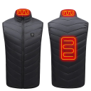 Gilet riscaldato elettrico USB 5V/2A da uomo impermeabile con 3 livelli di riscaldamento Fibra di carbonio Collo caldo Schiena Colore nero 1