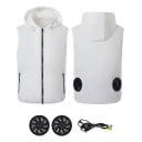 Gilet ventilato da uomo con cappuccio Gilet con climatizzazione 2x 9 cm ventilatore senza spazzole alimentazione USB Gilet da lavoro estivo 2