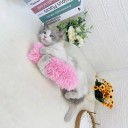 Giocattolo da masticare in peluche per gatti Cuscino ovale con pelo lungo Peluche morbido per gatti da giocare, mordere e coccolare 2