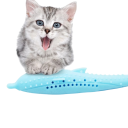 Giocattolo in silicone per gatti 17,4 x 2,7 cm Forma di pesce con protuberanze massaggianti Giocattolo interattivo da mordere per gatti 2