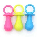 Giocattolo per cani in gomma a forma di ciuccio con rilievi massaggianti per allenamento masticazione e pulizia dei denti 9,5 cm 1 pz colore casuale rosa blu giallo 3