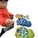 Gioco da pesca magnetico per bambini 16,5 x 22 cm con tema dinosauri 2 canne 12 pesciolini Pesca nel laghetto Giocattolo per catturare pesci 6