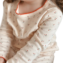 Girls' Children's Set Long Sleeve T-Shirt and Trousers Beige Colour Cherry Print O-Neck Cotton Set 4