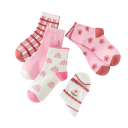 Girls' Children's Socks 5 Pairs 4–8 Years Pink Socks with Floral Patterns Polyester Comfortable Colourful Socks for Everyday Wear 5