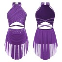 Girls' Dance Dress with Cut-Outs and Tulle Skirt Polyester Elastane for Performances Scenic and Modern Dance 3