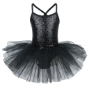 Girls' Dance Dress with Sequin Top and Tulle Skirt, Elastane Cotton Clothing for Ballet and Performances 2