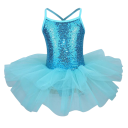 Girls' Dance Dress with Sequin Top and Tulle Skirt, Elastane Cotton Clothing for Ballet and Performances 3
