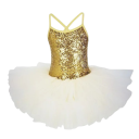 Girls' Dance Dress with Sequin Top and Tulle Skirt, Elastane Cotton Clothing for Ballet and Performances 7