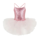 Girls' Dance Dress with Sequin Top and Tulle Skirt, Elastane Cotton Clothing for Ballet and Performances 8