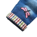 Girls' Denim Dungarees with Butterfly Embroidery Long Trousers Button Straps Pockets Comfortable Children's Dungarees Made from Cotton and Polyester 4