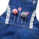 Girls' Denim Dungarees with Embroidery Long Trousers Adjustable Button Straps Comfortable Overall Made of Cotton and Polyester Stylish Children's Clothing 2
