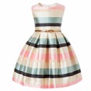 Girls' Evening Dress with Stripes and Belt J1288 3