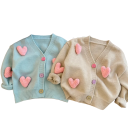 Girls' Knitted Cardigan with Hearts Cotton Polyester V-Neck Button Fastening Long Sleeve Korean Style Winter Sweater for Girls 6