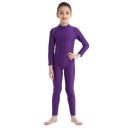 Girls' Long Sleeve Dance Jumpsuit with Stand-Up Collar, One-Piece Leotard, Polyester and Elastane, for Ballet, Gymnastics and Dance 7