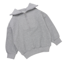 Girls' Loose Fit Hoodie with Half Zip and Collar with Long Sleeves and Ribbed Cuffs 3