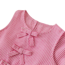 Girls' Pink Striped Set Top with Wide Straps and Bows Trousers with Elastic Waist O-Neck Stylish Outfit 3