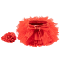 Girls' Plain Skirt with Ruching and Bow Lace Above the Knee Cotton Festive Skirt with Wrist Flower 3