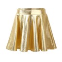 Girls' Skirt Plain Shiny Above the Knee Polyester Spandex Elastic Party Skirt for Girls 12