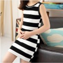 Girls' Striped Dress - Black and White 4