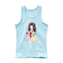 Girls' Summer Sleeveless Top 100% Cotton Plain T-Shirt with Cartoon Princess Cute Fashion Top for Children Comfortable Various Colours 4