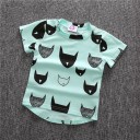 Girls' T-shirt with Cat Cartoon J1904 7