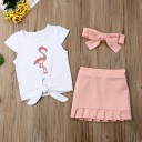 Girls' T-shirt with Flamingo and Skirt L1513 5