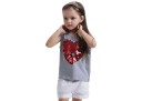 Girls' T-shirt with Heart Print and Sequins 3